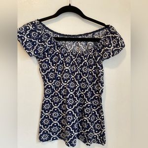 GAP Bright Blue Cotton Off the shoulder top  - Perfect for Summer!